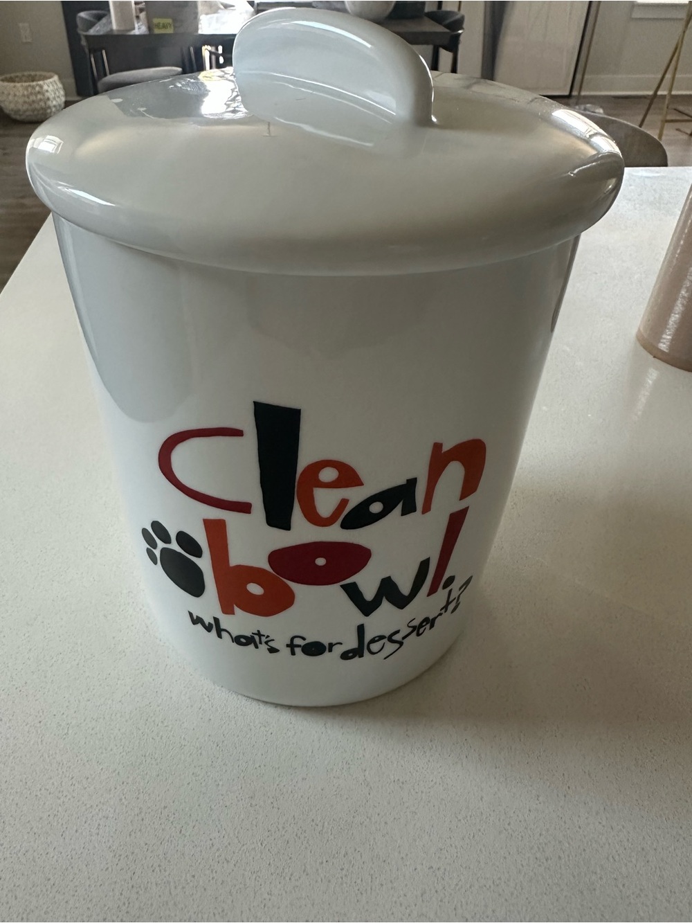 crate & barrel Ceramic Dog Treat Jar